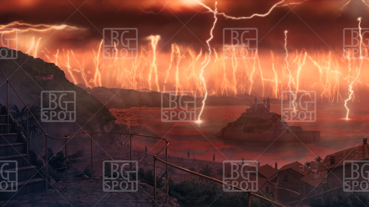 BG_水上の塔と海岸町_ver1.0