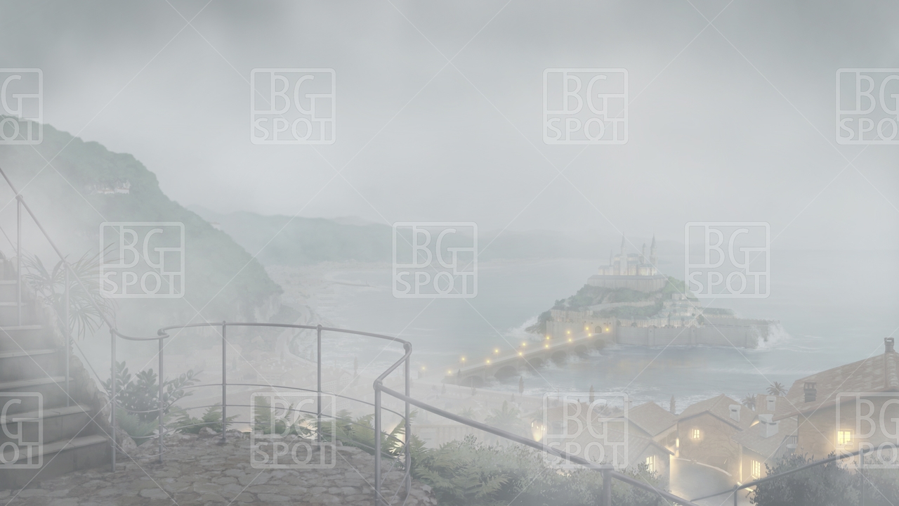 BG_水上の塔と海岸町_ver1.0