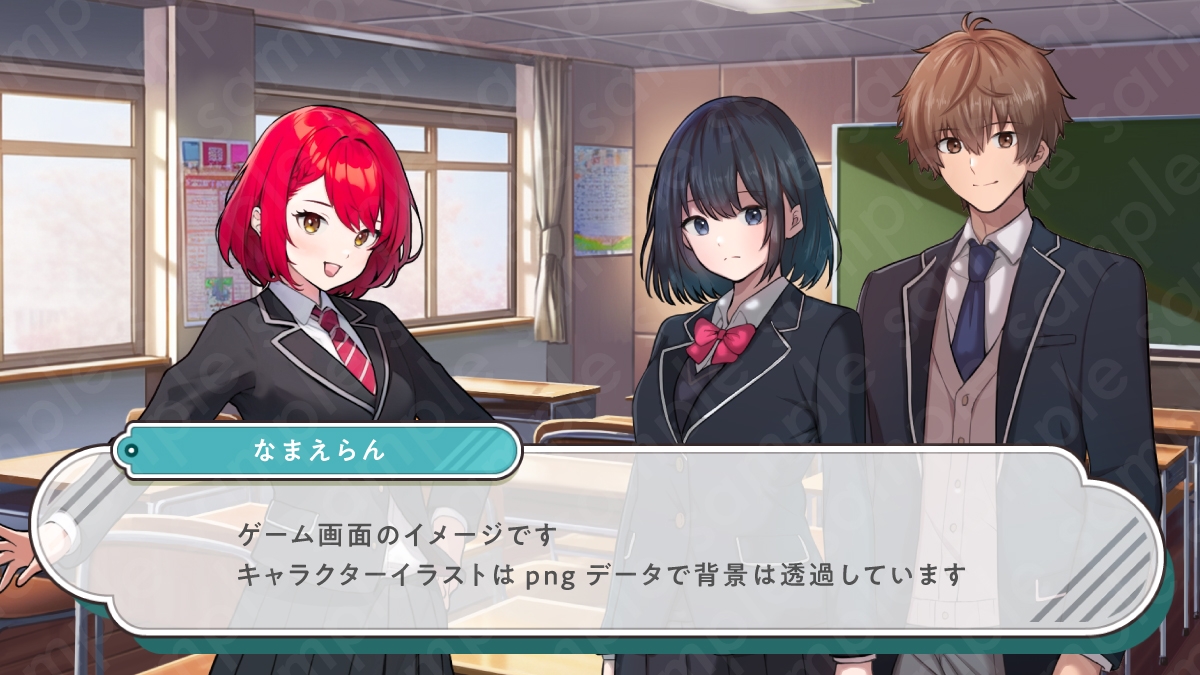 【立ち絵素材】ブレザーの制服を着た男子・女子高校生のモブキャライラスト・現代・黒髪・茶髪・全身表情3種