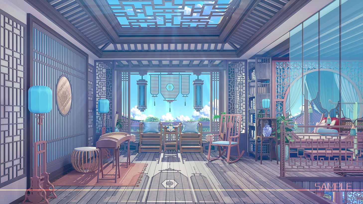 背景素材:中華風の部屋