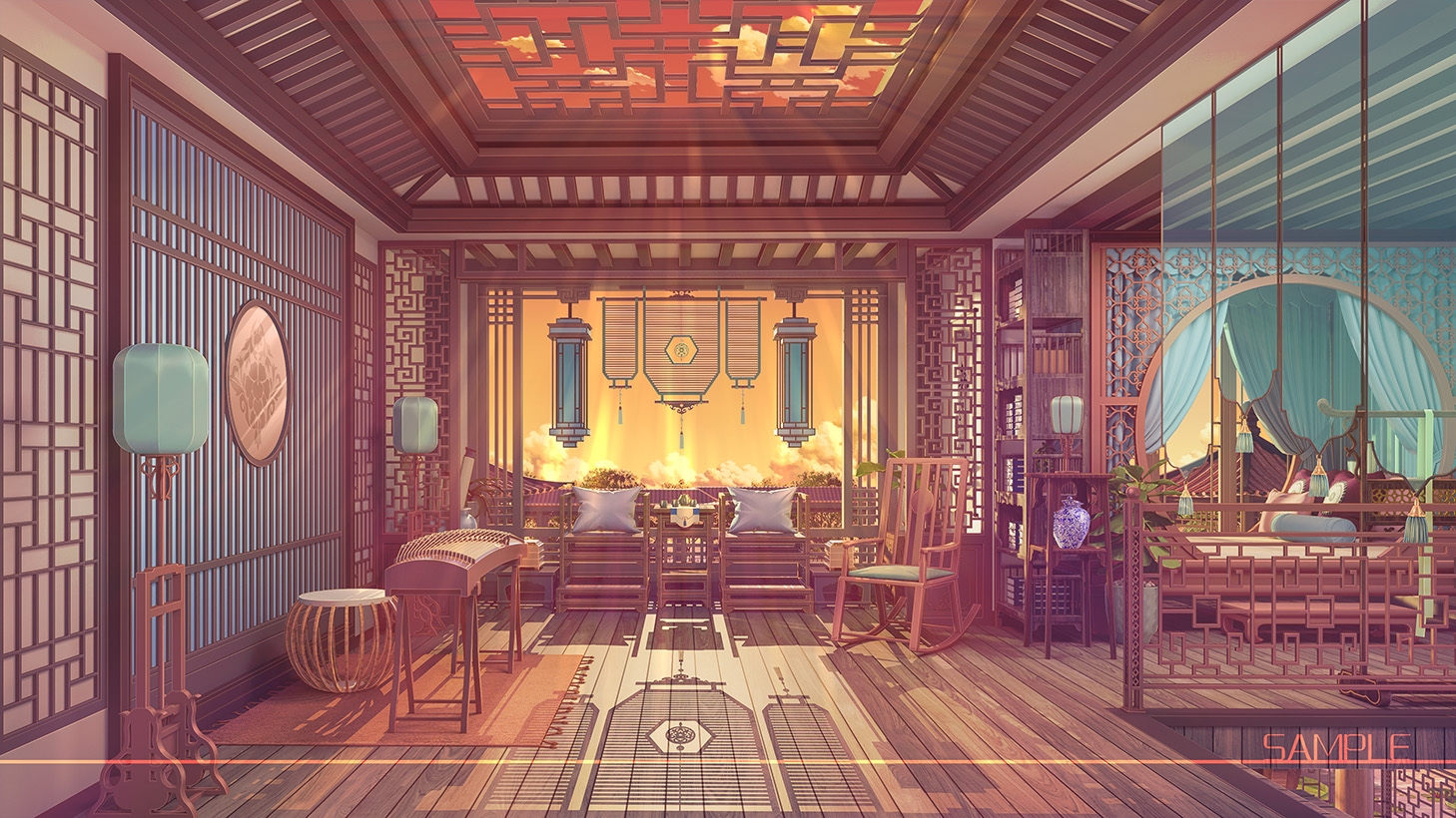 背景素材:中華風の部屋
