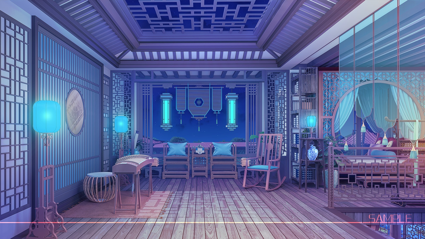 背景素材:中華風の部屋