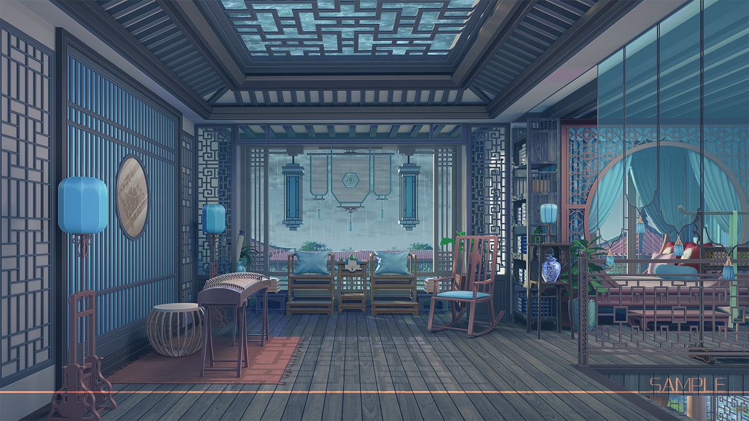 背景素材:中華風の部屋