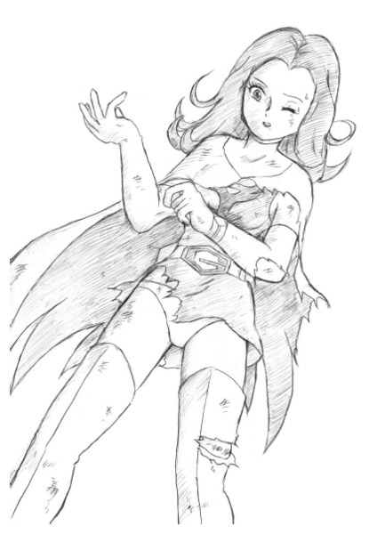 懐かしアニメの推しの戦うヒロインを描いてみた with ダメージ Ver.