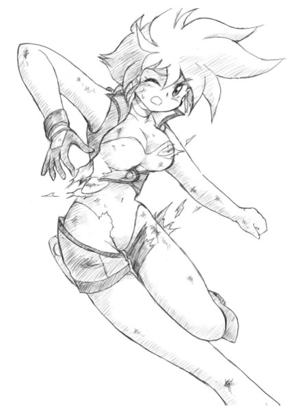 懐かしアニメの推しの戦うヒロインを描いてみた with ダメージ Ver.