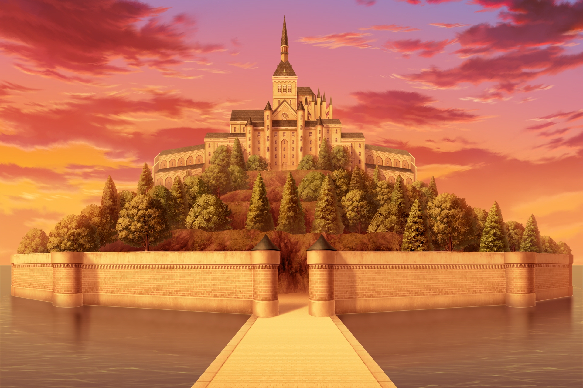 単品5種背景素材v03b海上の城