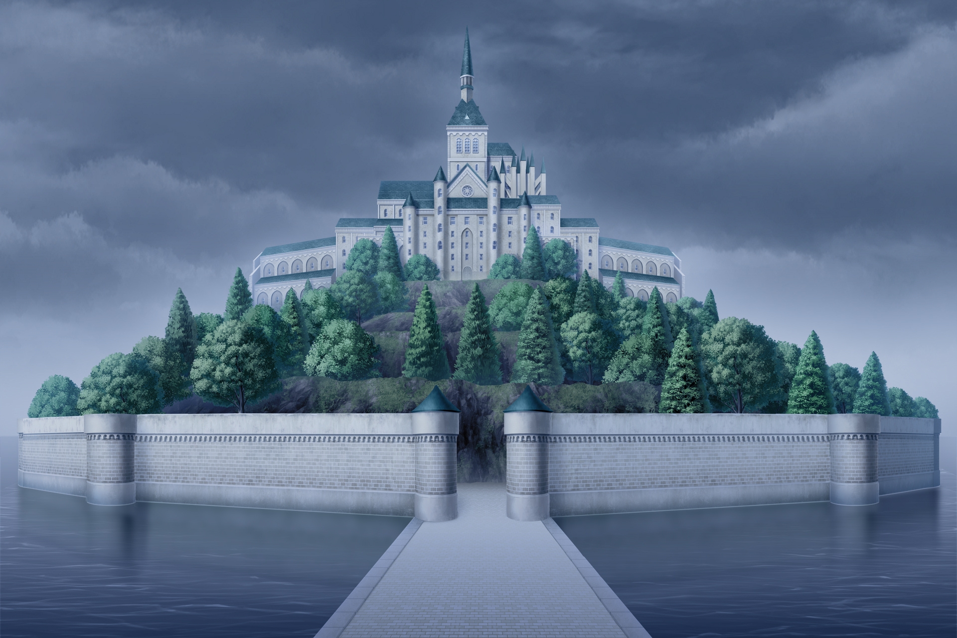 単品5種背景素材v03b海上の城