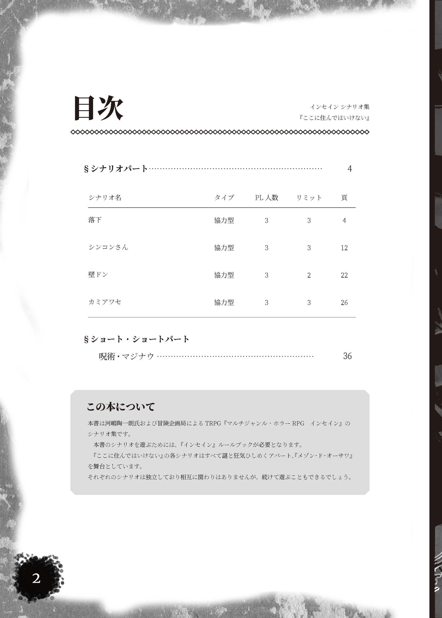 インセインシナリオ集「そこに住んではいけない」