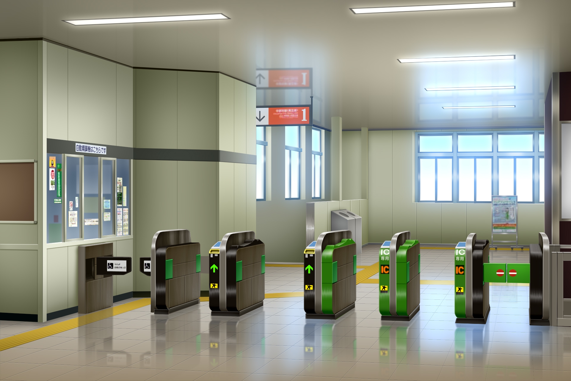 単品5種背景素材v34b駅改札