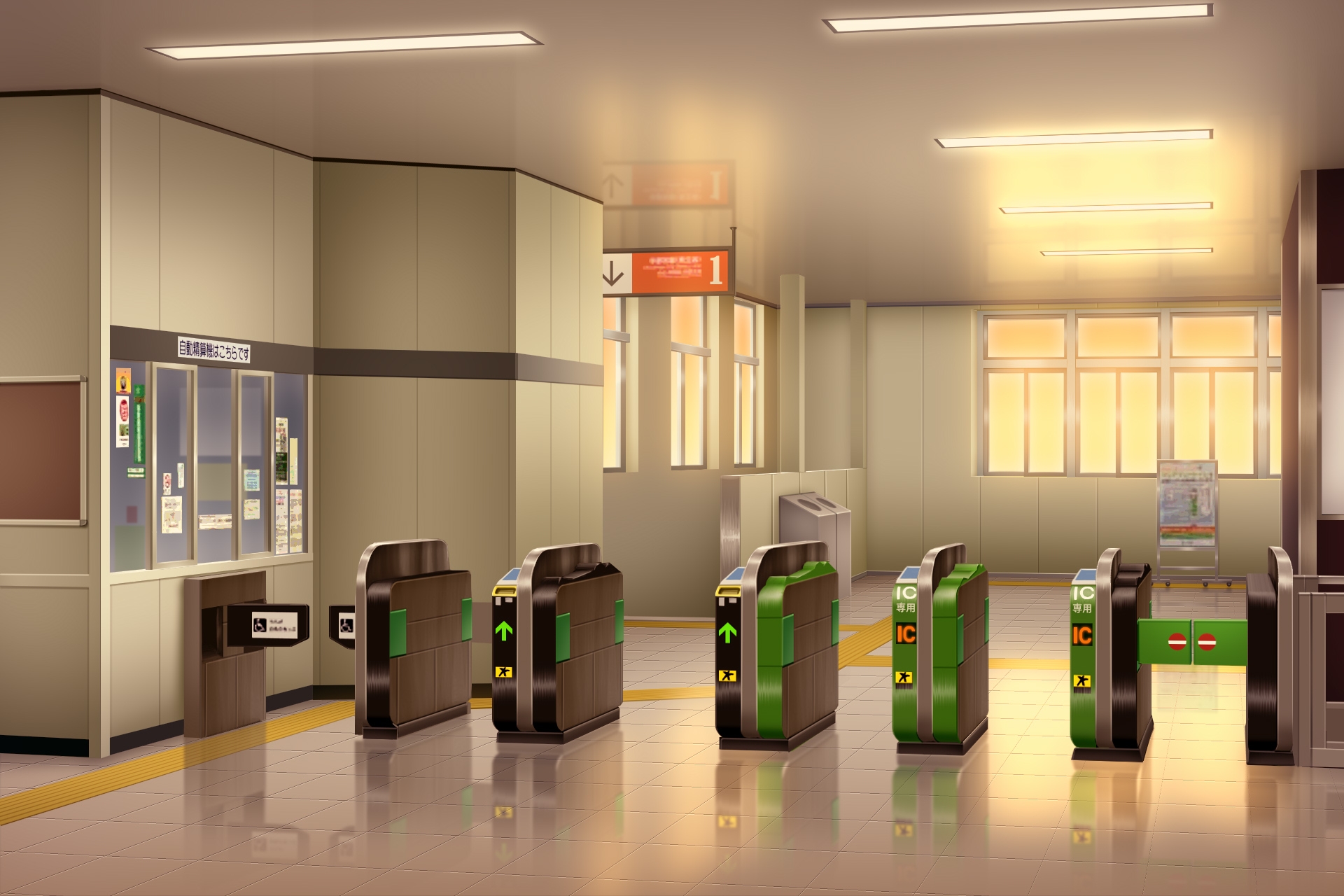 単品5種背景素材v34b駅改札