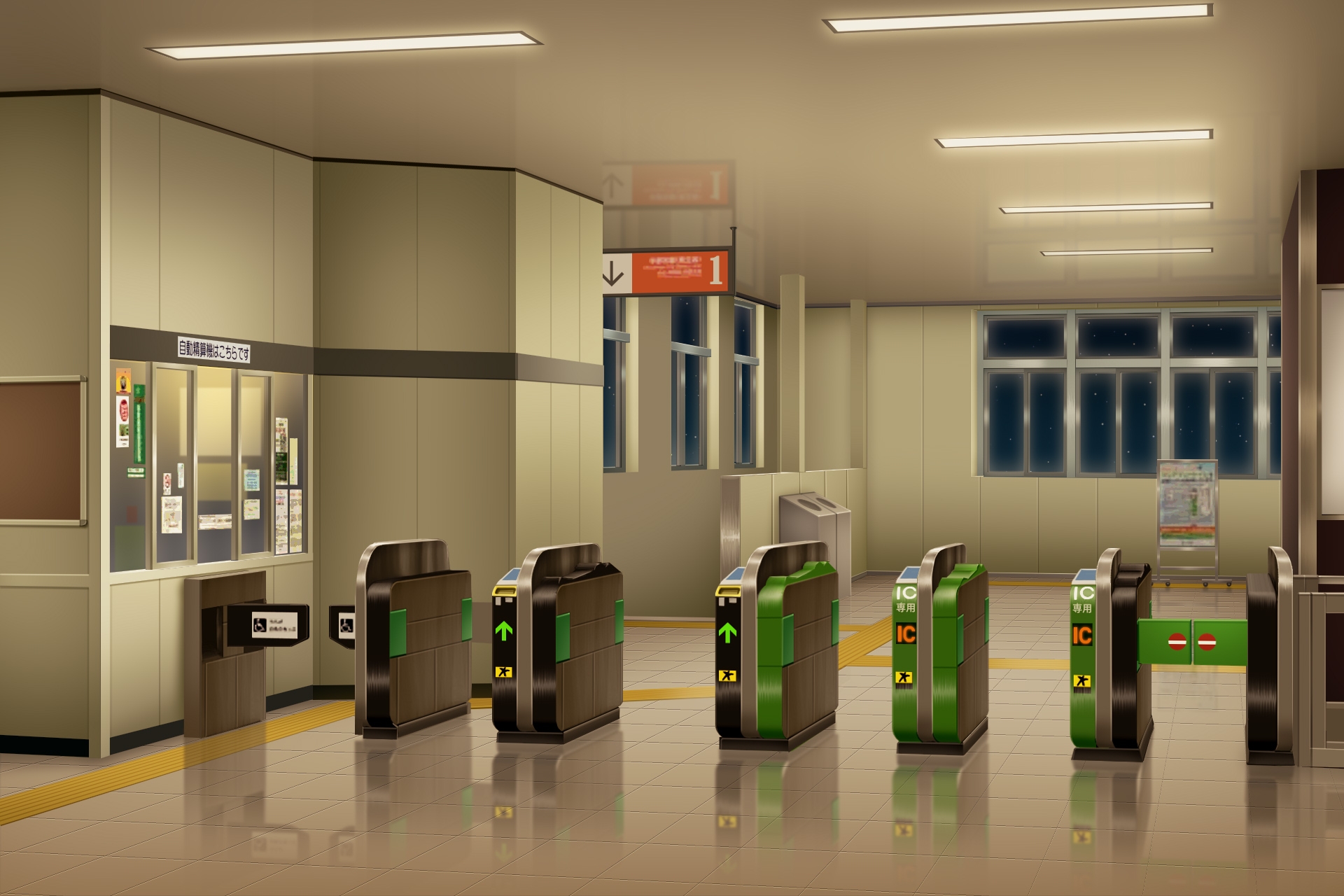 単品5種背景素材v34b駅改札