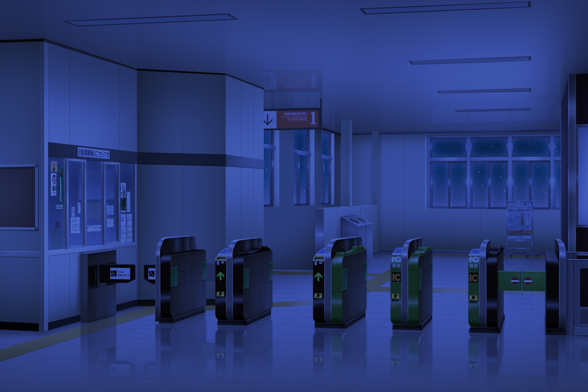 単品5種背景素材v34b駅改札