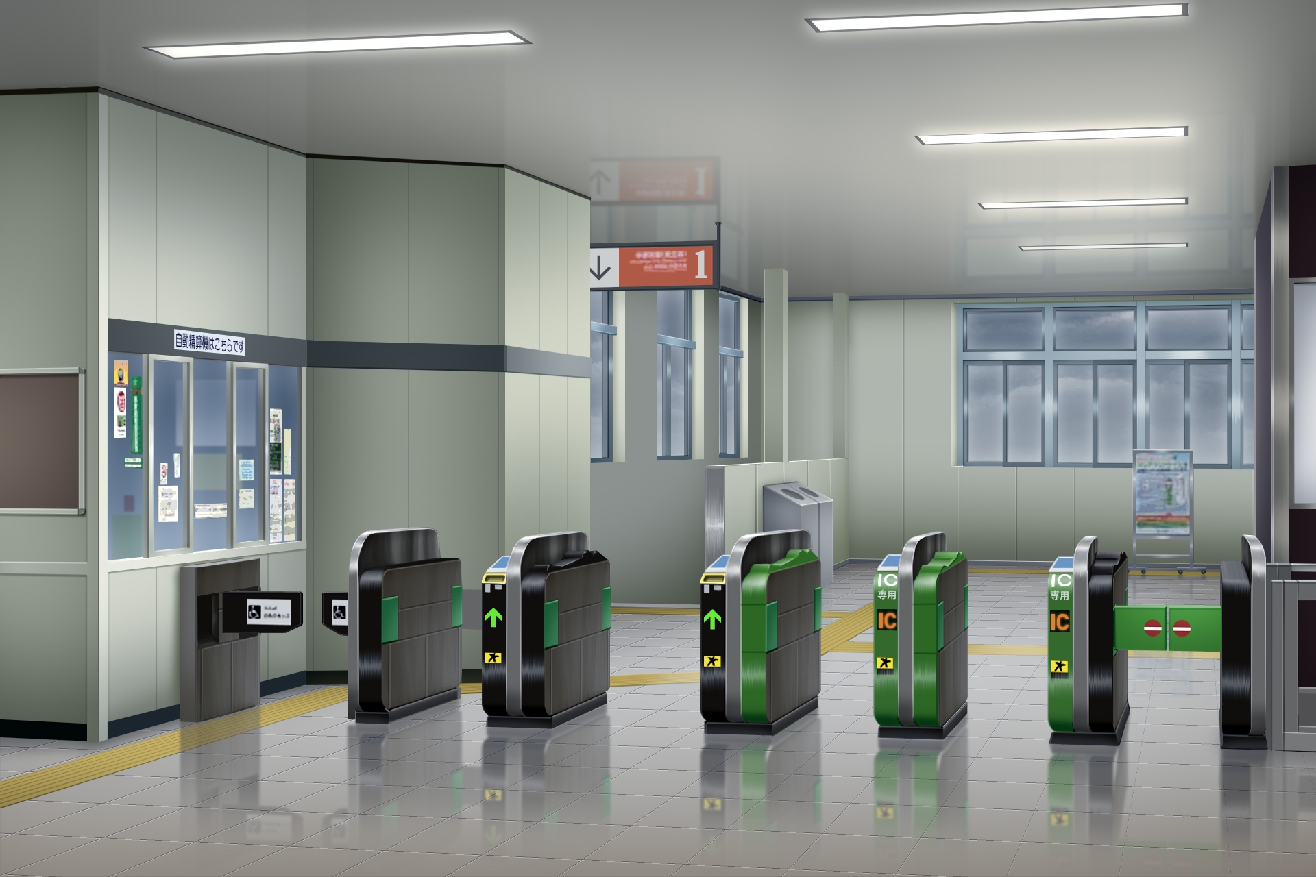 単品5種背景素材v34b駅改札