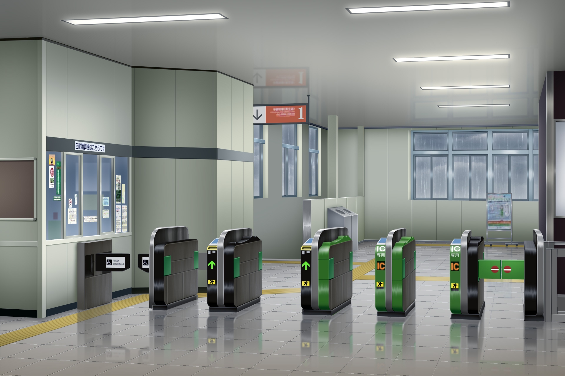 単品5種背景素材v34b駅改札