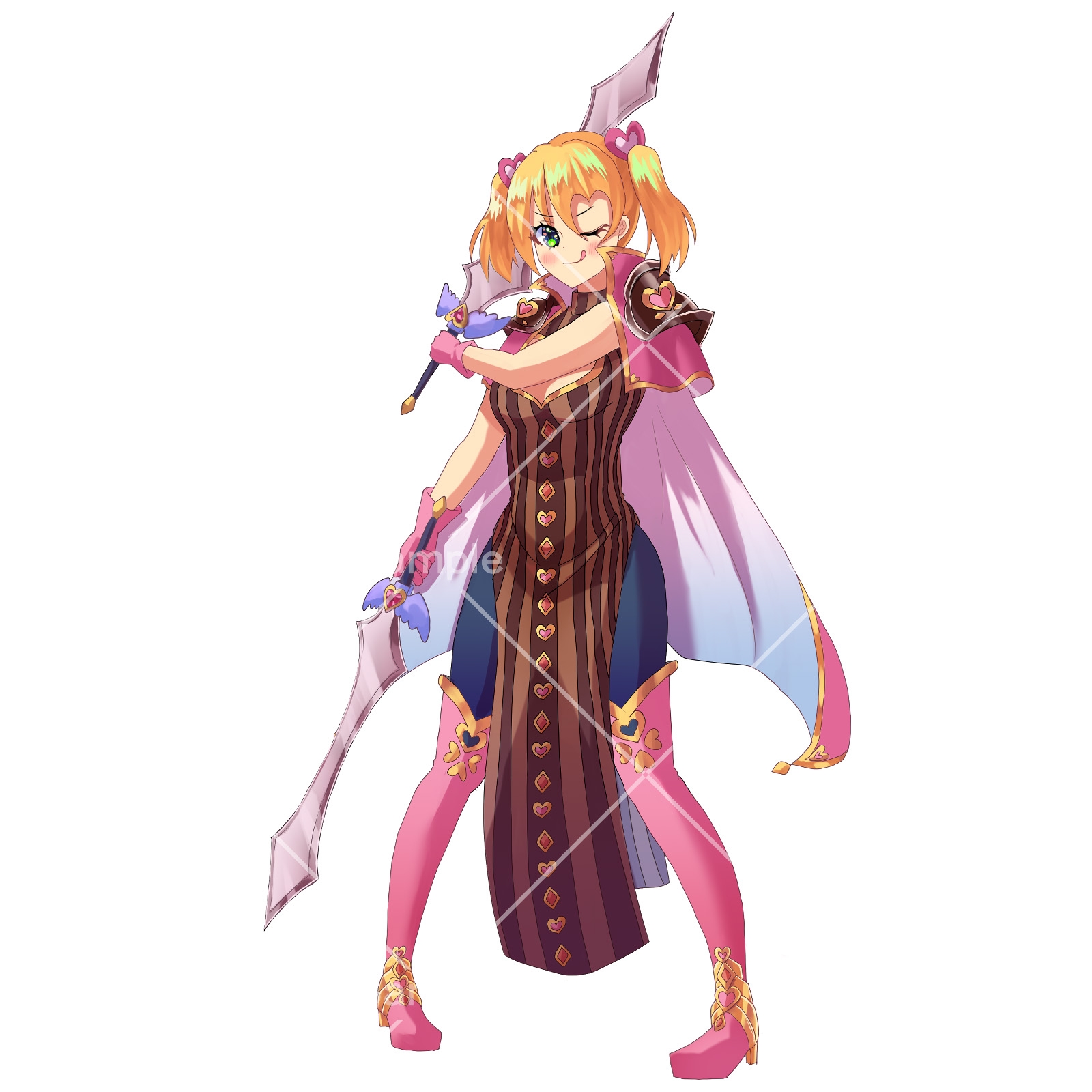 立ち絵素材_85(ハートの双剣使い)表情10種+双剣