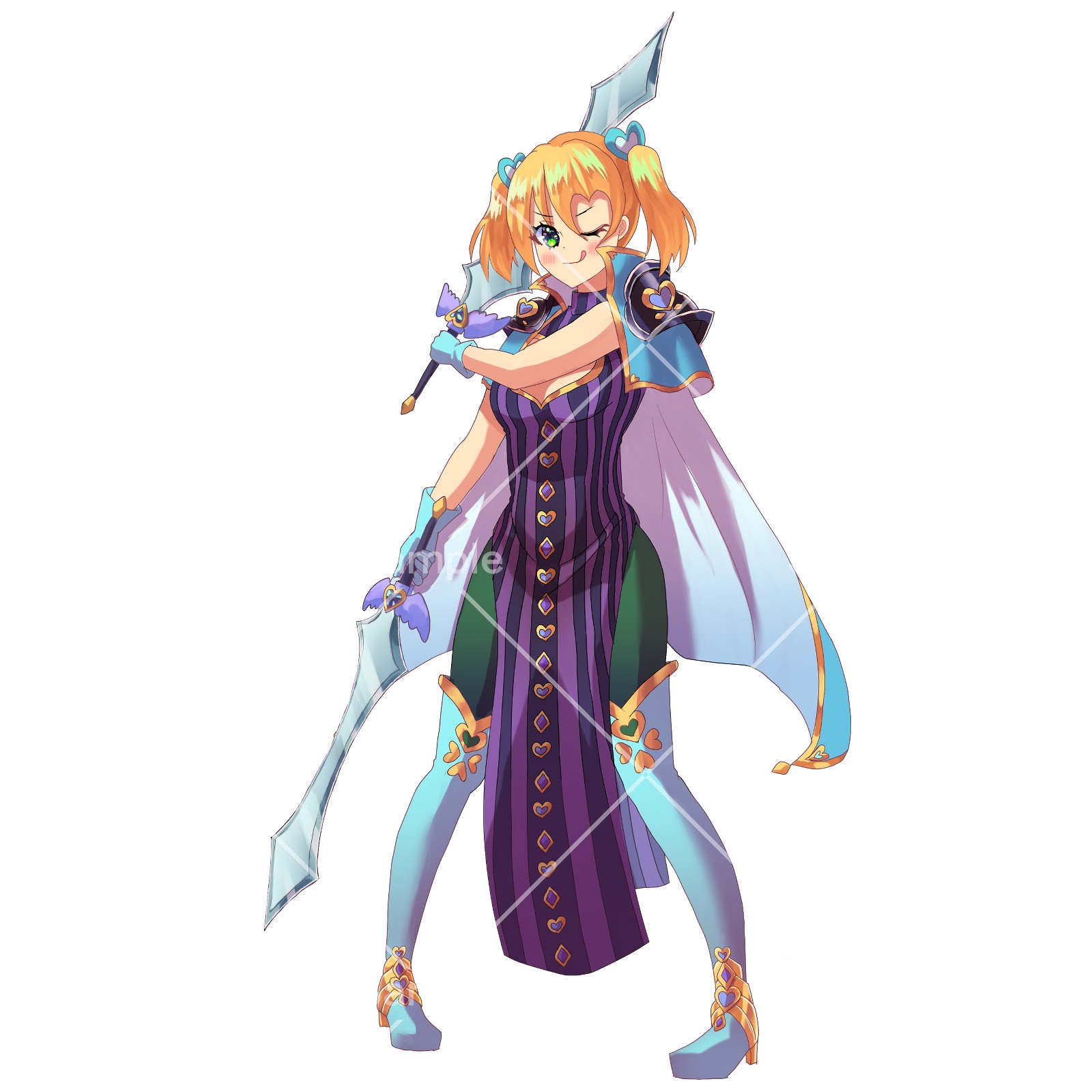 立ち絵素材_85(ハートの双剣使い)3色セット