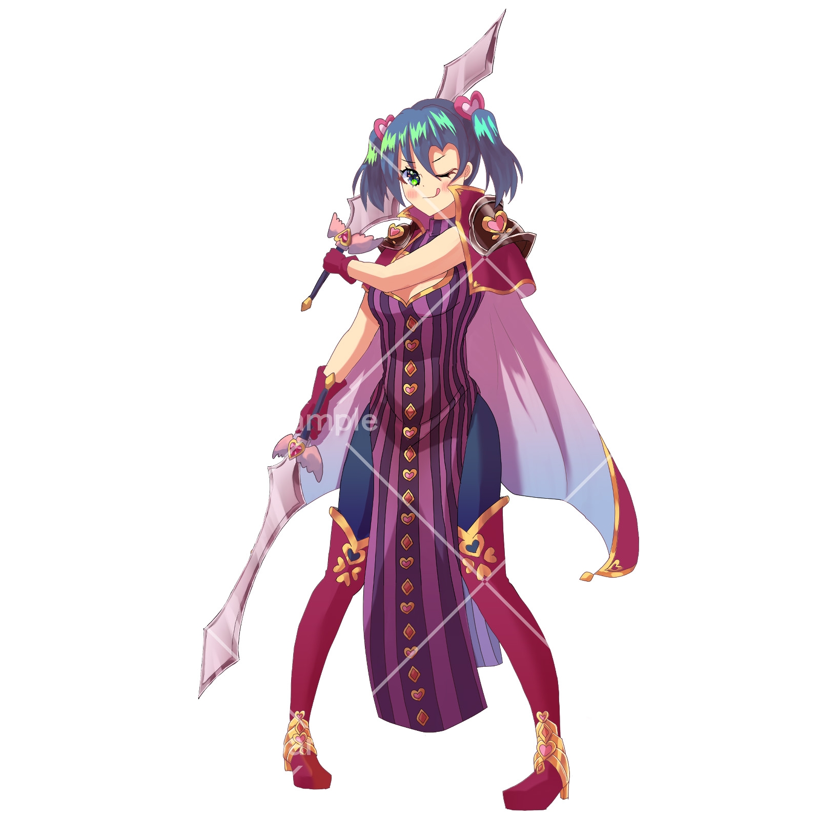 立ち絵素材_85(ハートの双剣使い)3色セット