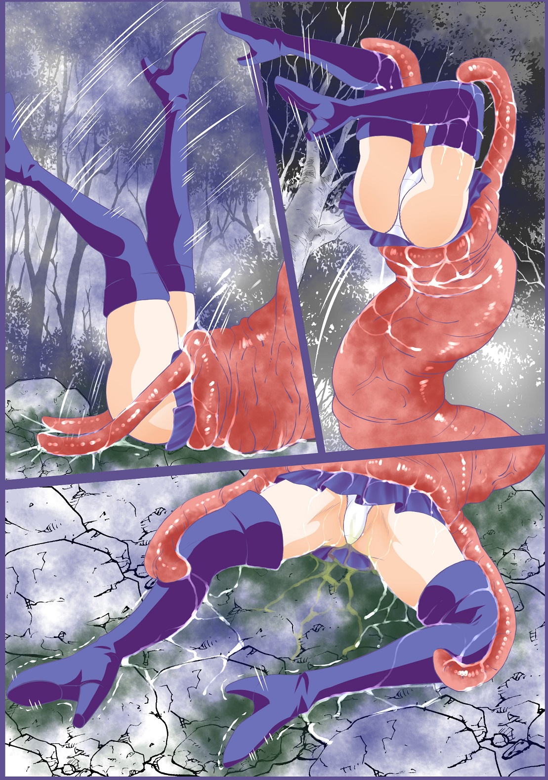 淫獣に乱暴に丸呑みにされるセーラー戦士、サ〇ーン