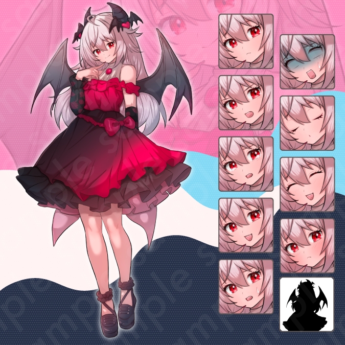 【立ち絵素材6人セット】ツノや羽が生えている魔族男女キャラクターイラスト・姫・王子・執事・案内人・ファンタジー・全身表情10種+α