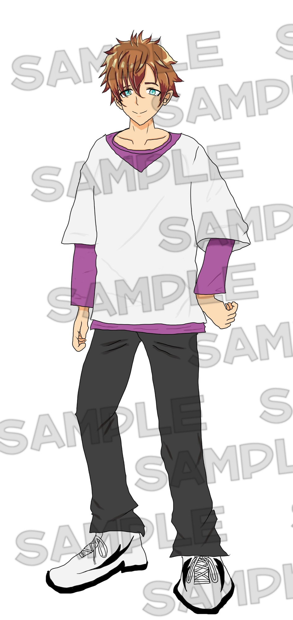 男の子 全身立ち絵_表情差分6種