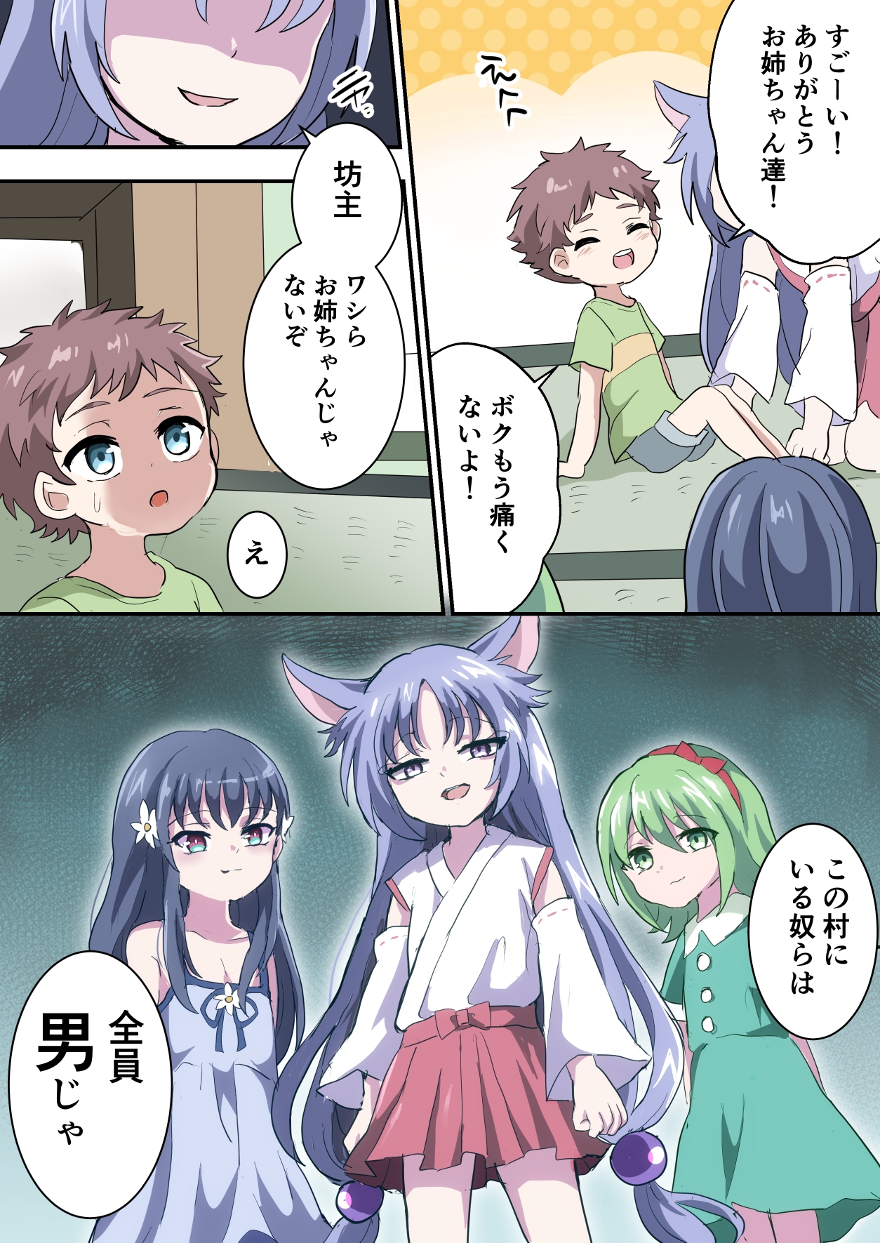 男の娘しかいない村に迷いこんだ少年の話