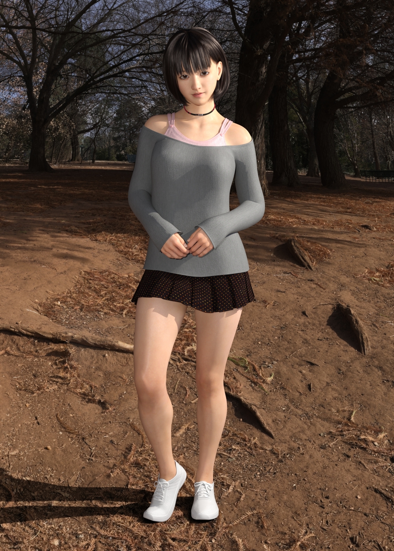 気のいいボブヘア女の露出