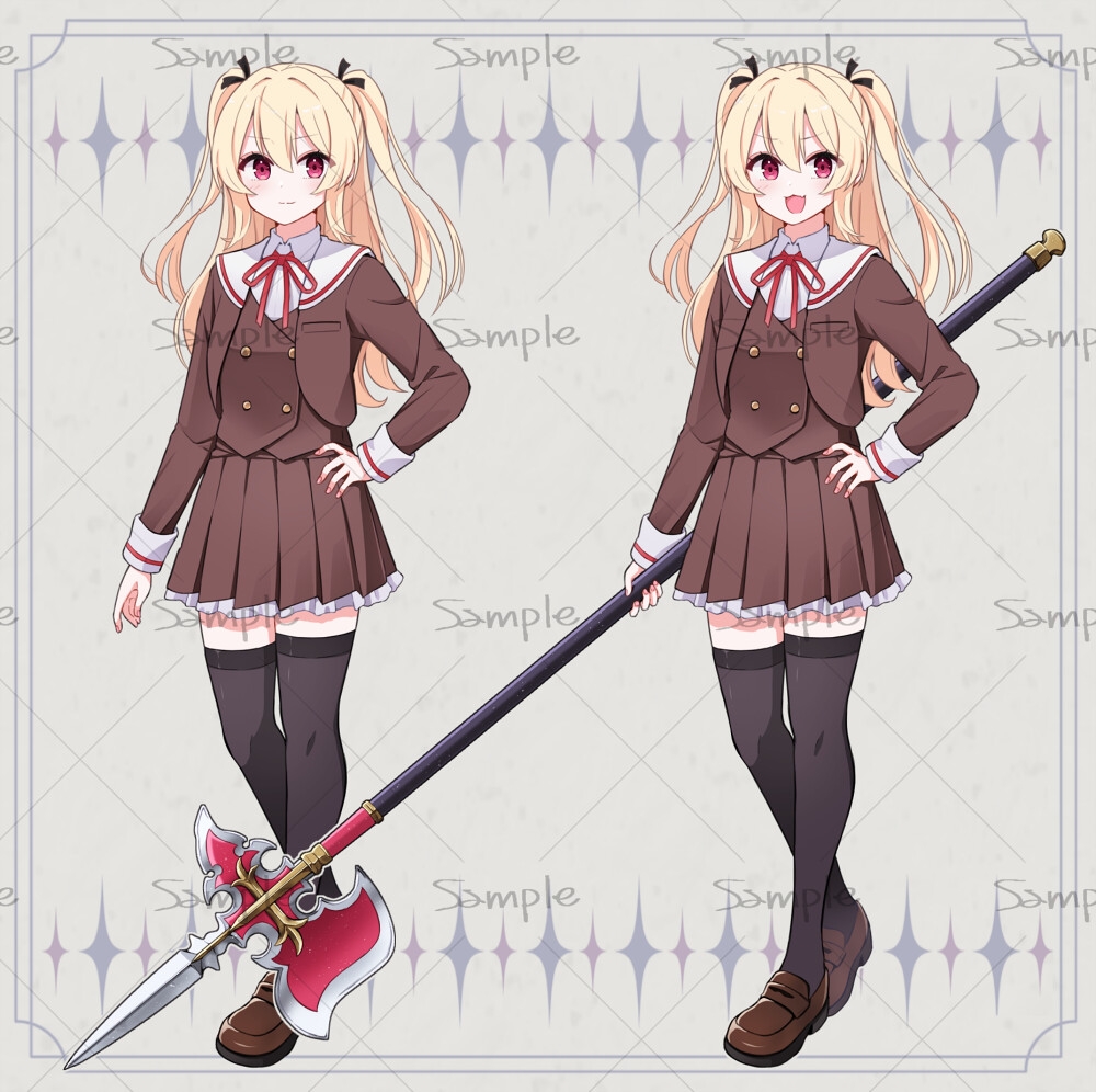 立ち絵素材・槍使いの制服少女