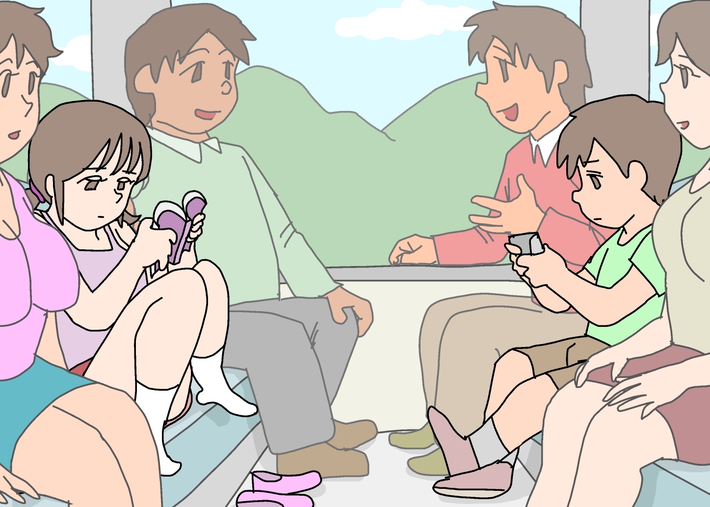 旅行先で知り合った家族同士