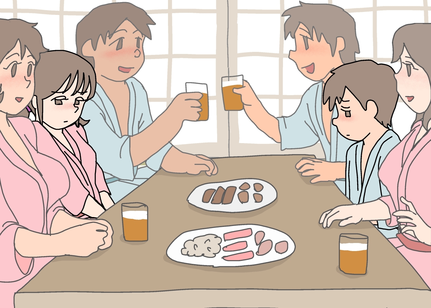 旅行先で知り合った家族同士