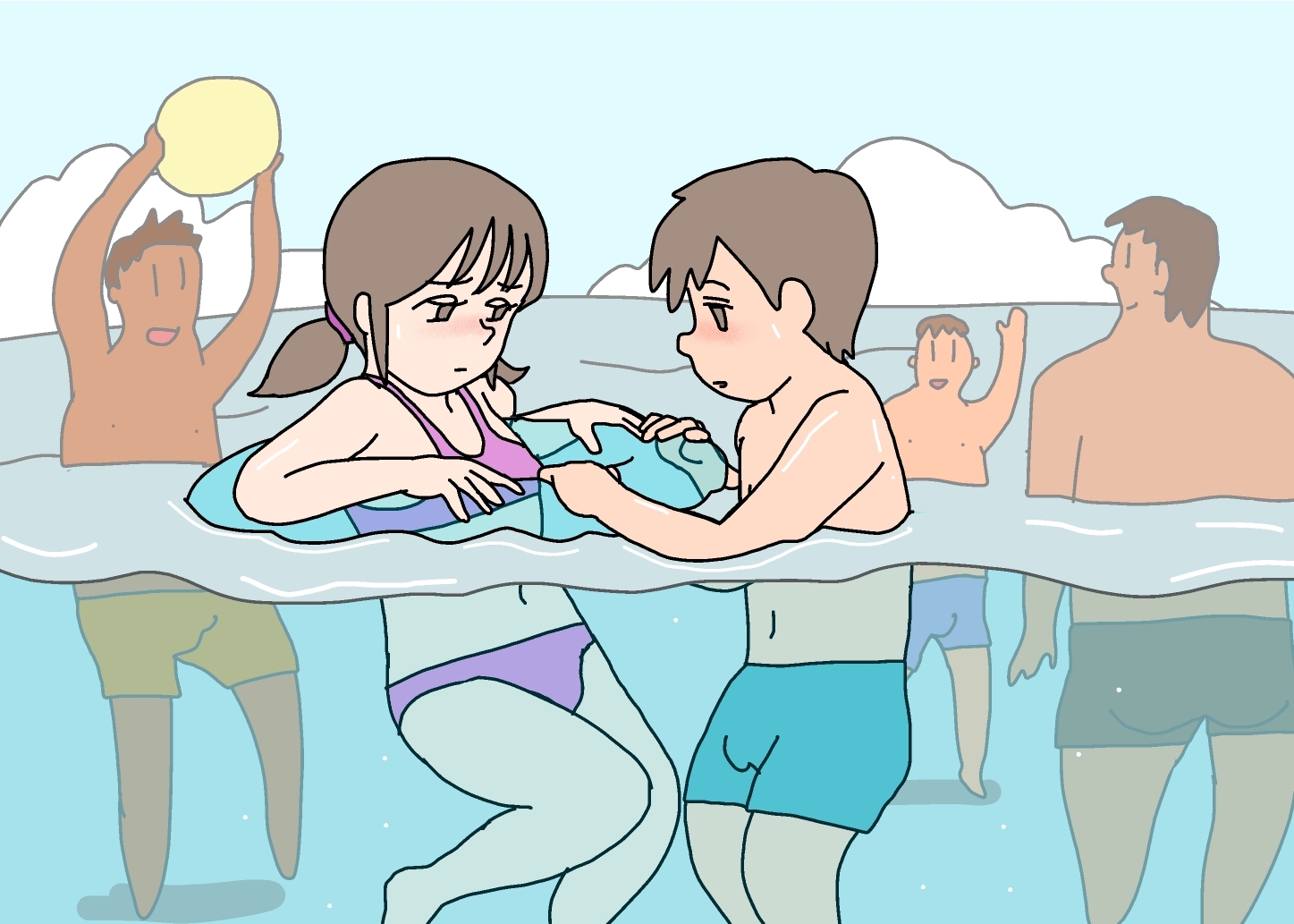 旅行先で知り合った家族同士