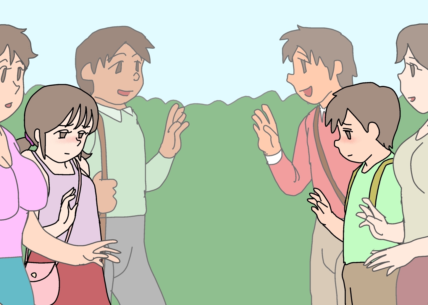 旅行先で知り合った家族同士