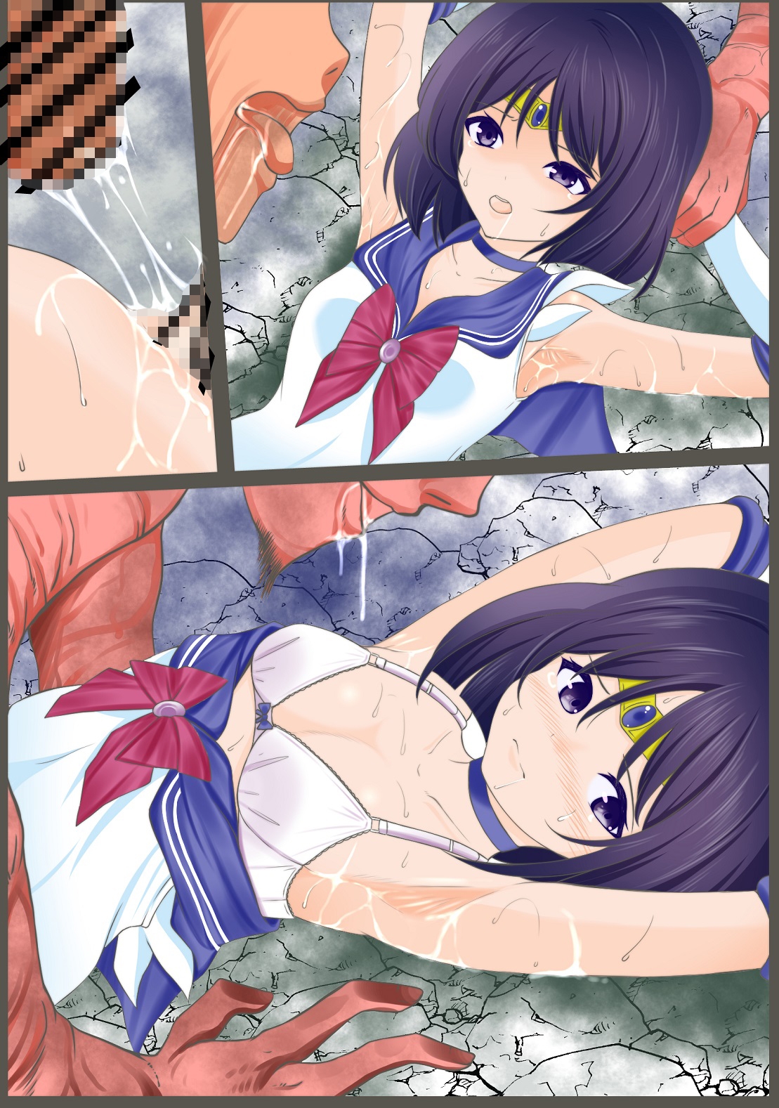 救った街の男達に腹パンされレ〇プされるセ◯ラーサターン