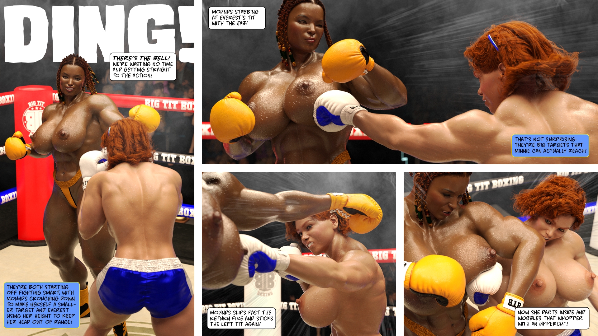 Topless boxing comic
