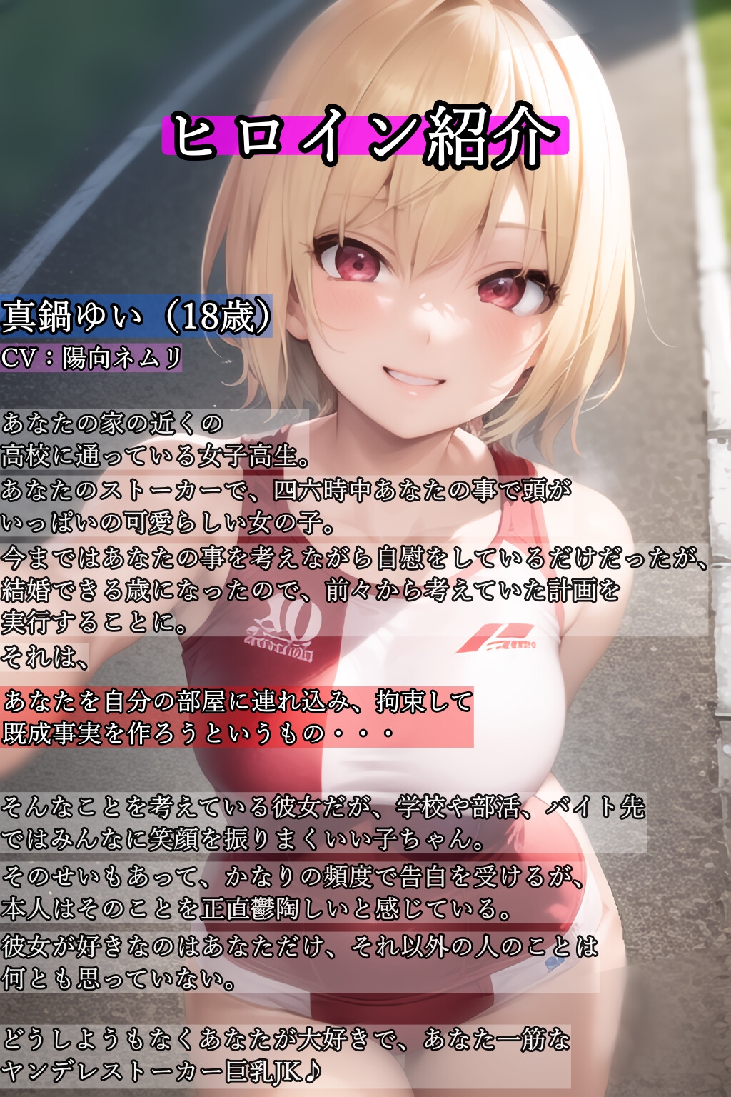 【期間限定110円!】あなたの事が好きで仕方ないヤンデレ巨乳ストーカーJK♪