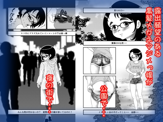 黒髪メガネっ娘ドロドロ露出願望