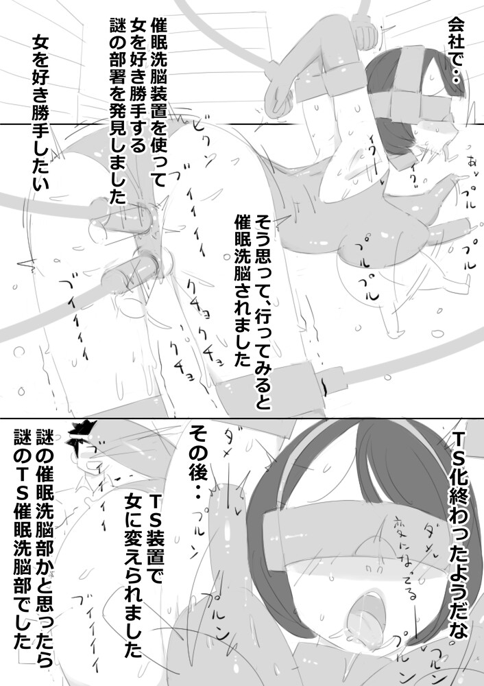TS催眠洗脳装置で、女子社員にされた僕、男女の同僚とスケベ仕事してる