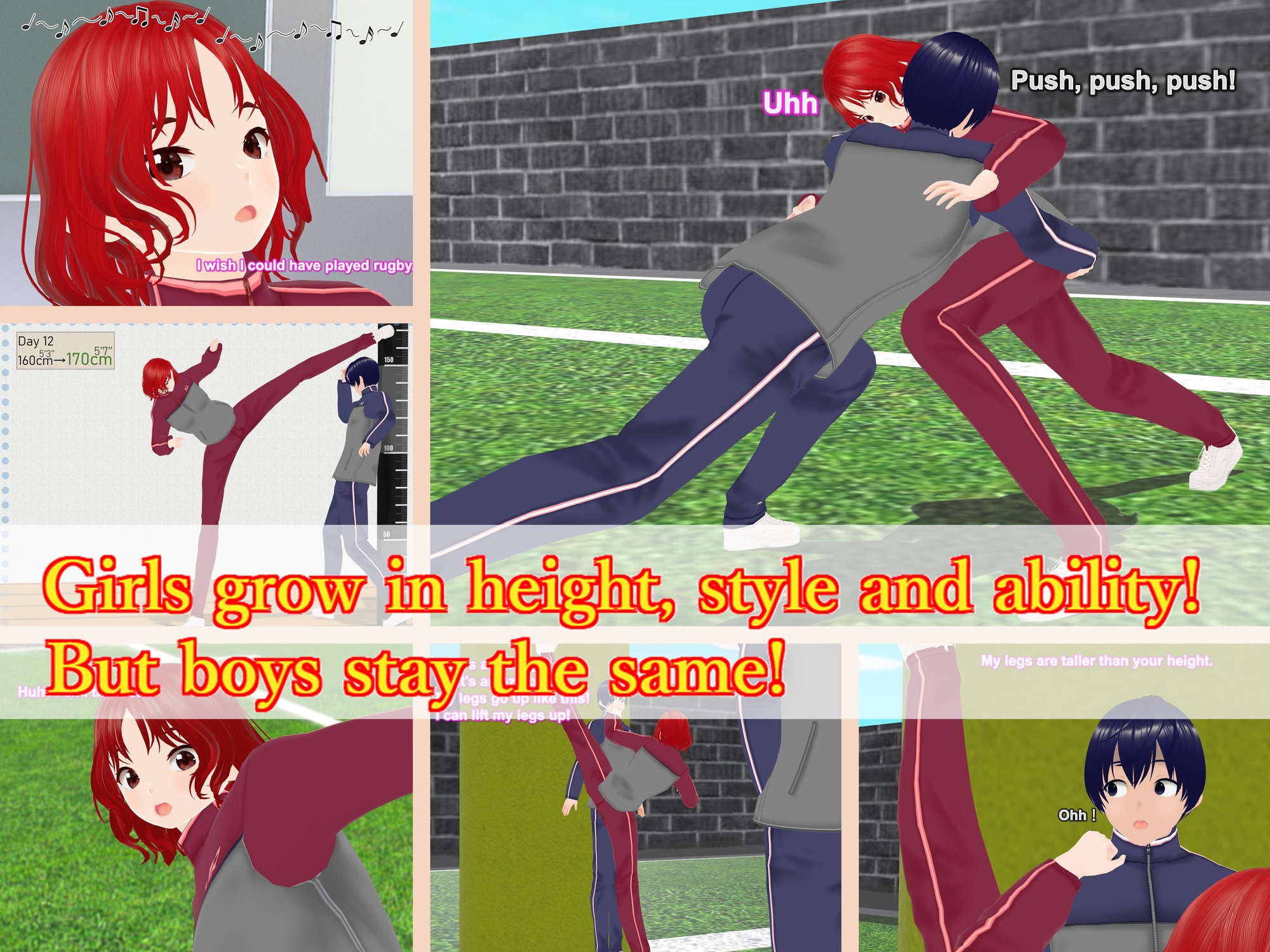 Outgrowing only girls, Overtake boys, Growth sound. Rugby Arc