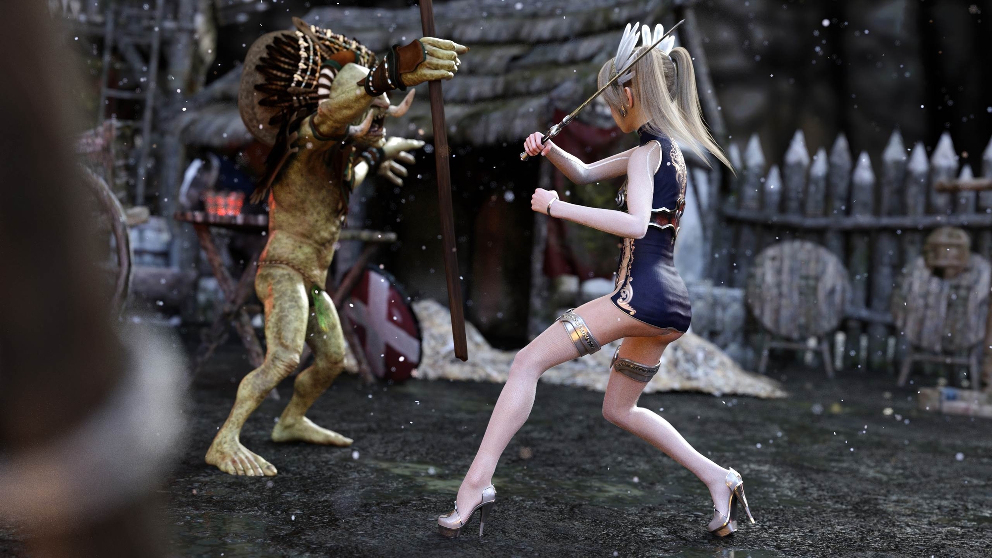 村を守る女騎士~敗戦後ゴブリンに....