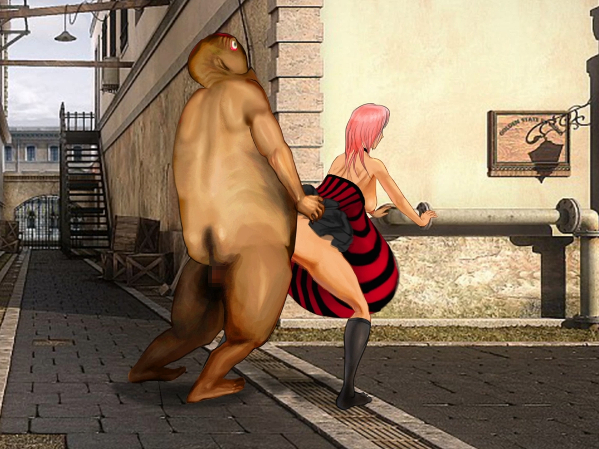 ヨーロッパのふしだらな女は路上でホームレスの男に犯され、妊娠するまで貫かれた