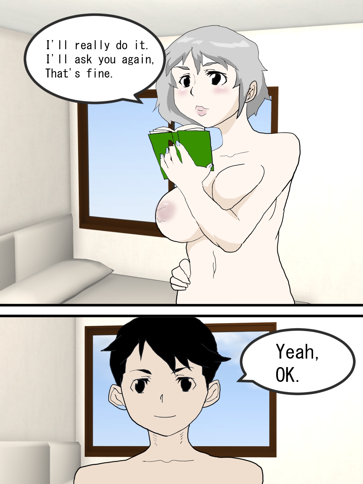 The exchange between him and her