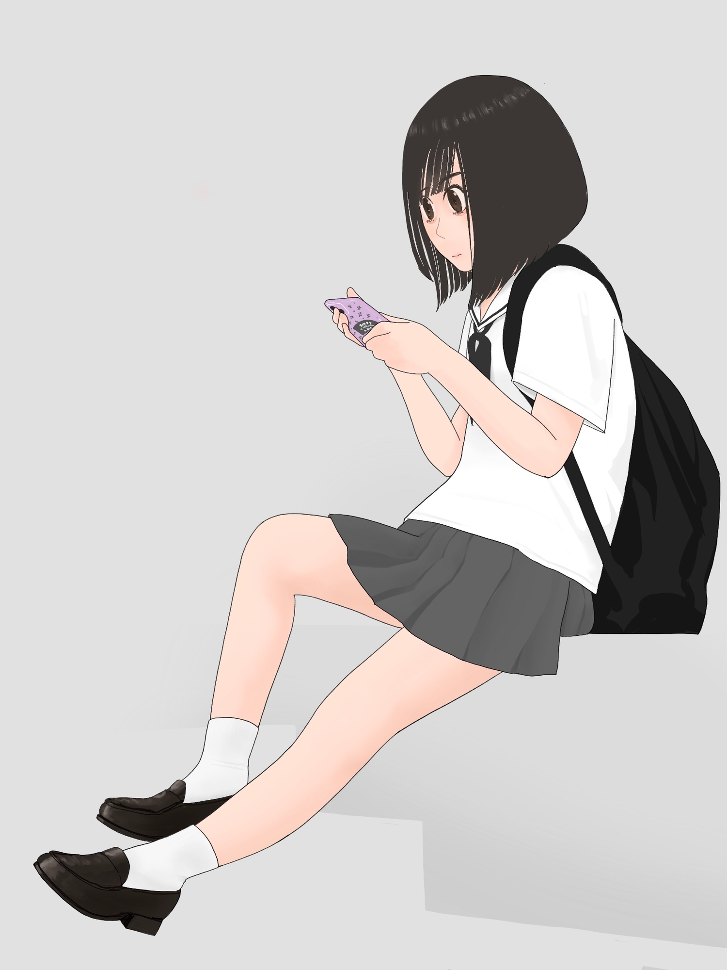 制服と脚とローファーのイラスト