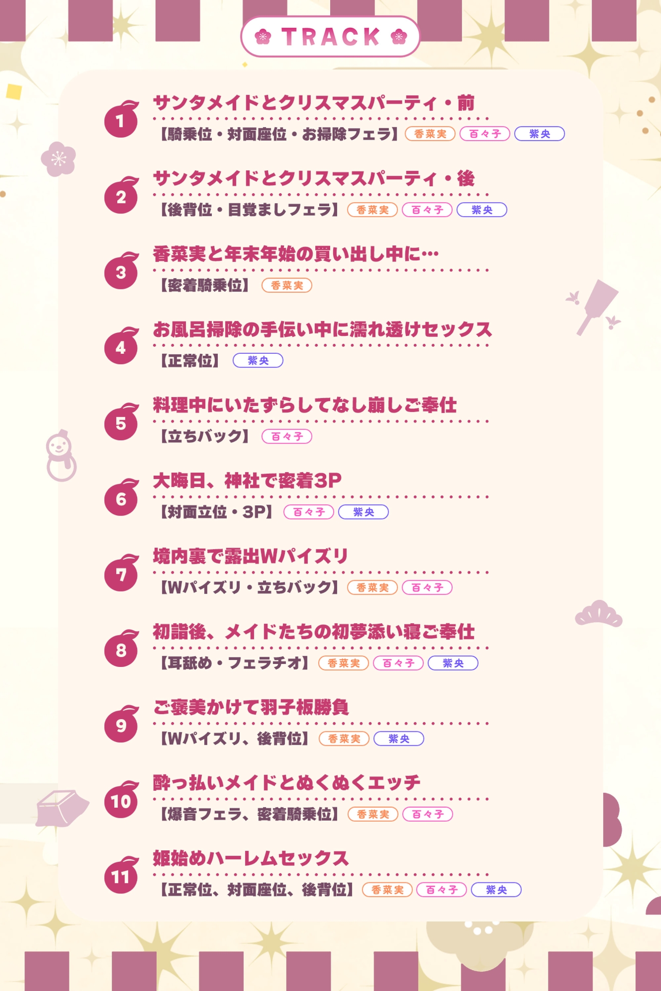 【特大収録!】性欲が強すぎる淫乱メイドのご奉仕ハーレム《年末年始(ホリディアラカルト)!!》 ～今年も来年も、いつまでも下品に喘がせて可愛がってくださいませ♪～