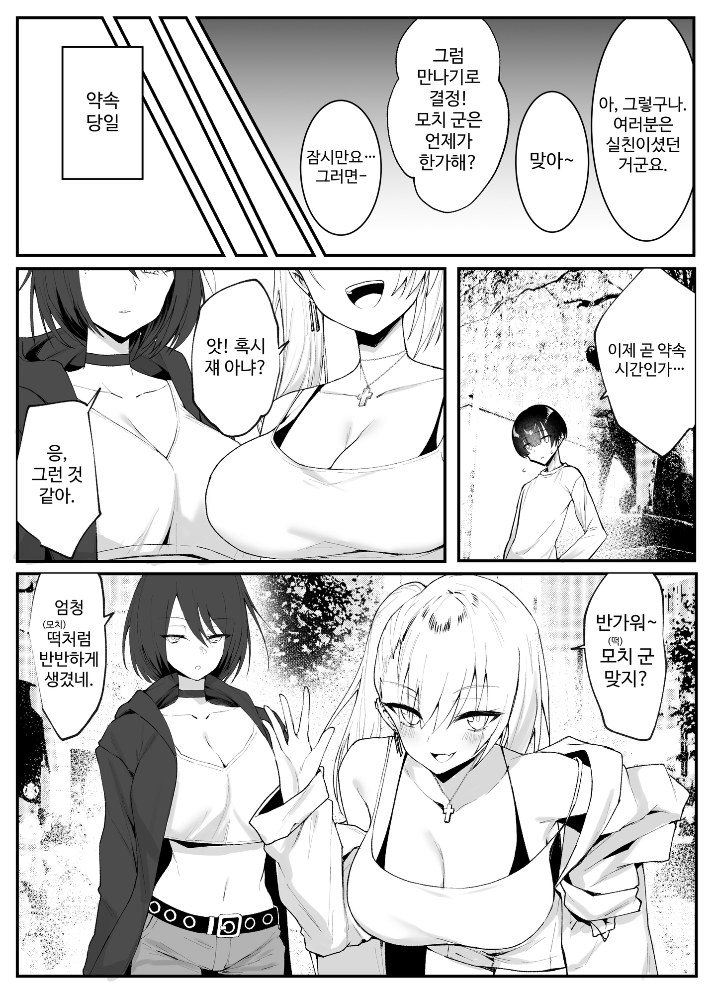 【韓国語版】オフ会で会った童貞喰いの甘々ギャルとクールギャルにサンドイッチされ美味しく食べられる話