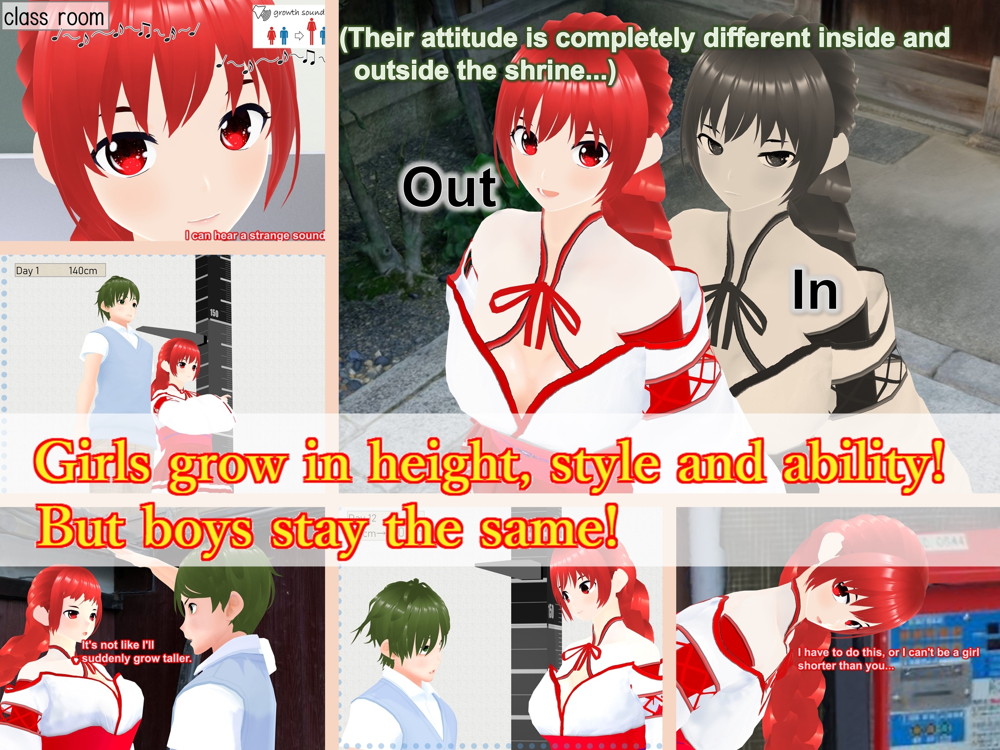 Outgrowing only girls, Overtake boys, Growth sound. shrine maiden Arc
