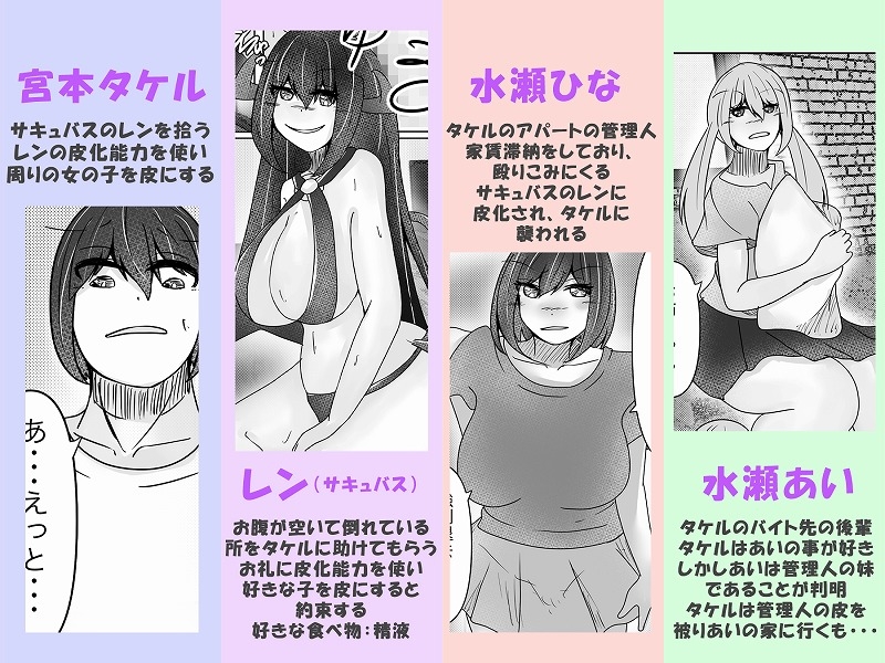 サキュバス拾ったら好きな子を皮にしてもらった