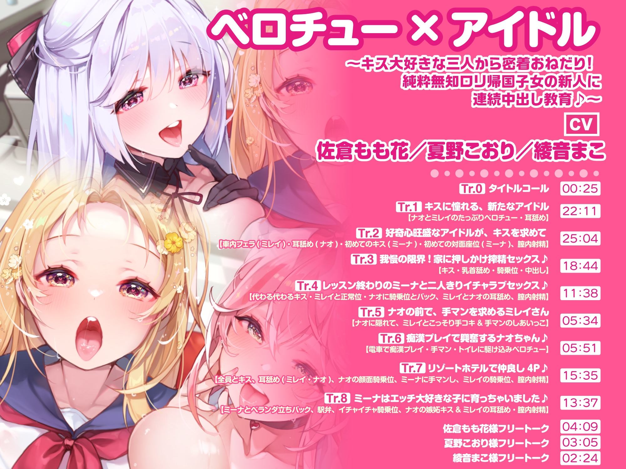 【大ボリューム6時間34分!】ベロチュー×アイドル♪ キスでたっぷり舐め尽くし♪ ~4ヒロイン詰め合わせ~【KU100】【総集編】