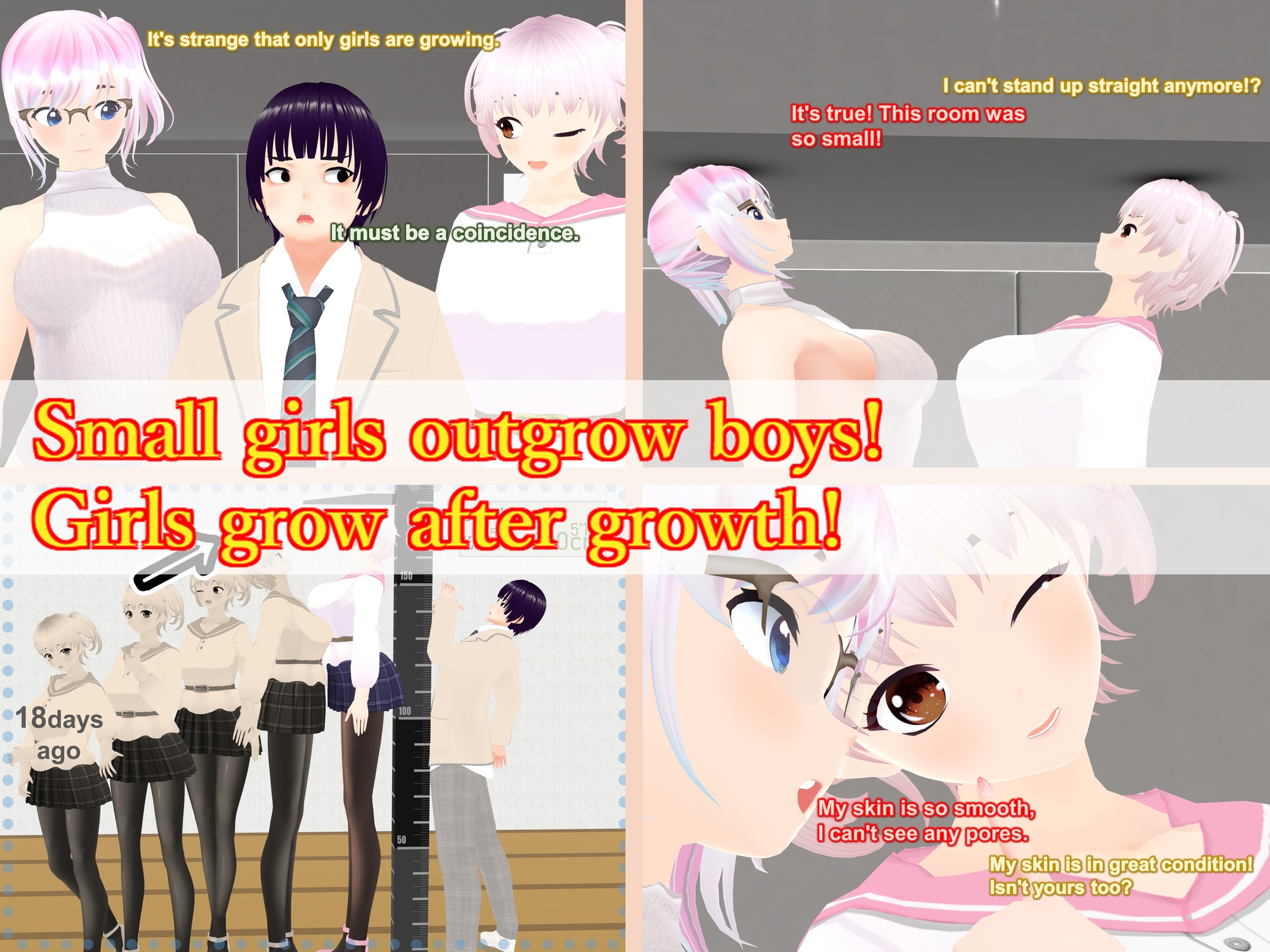 Outgrowing only girls, Overtake boys, Growth sound Low-ceiling room Arc