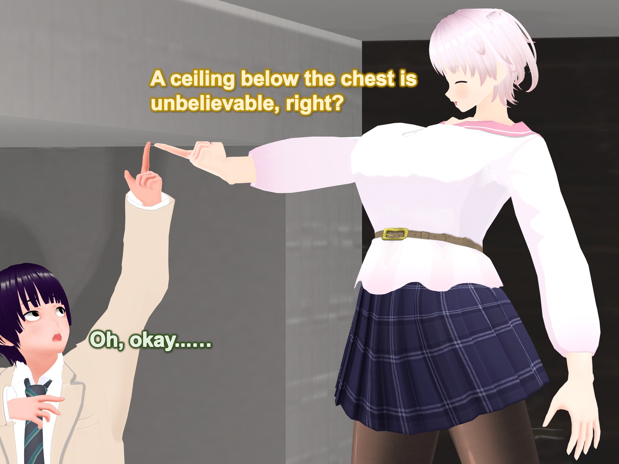 Outgrowing only girls, Overtake boys, Growth sound Low-ceiling room Arc