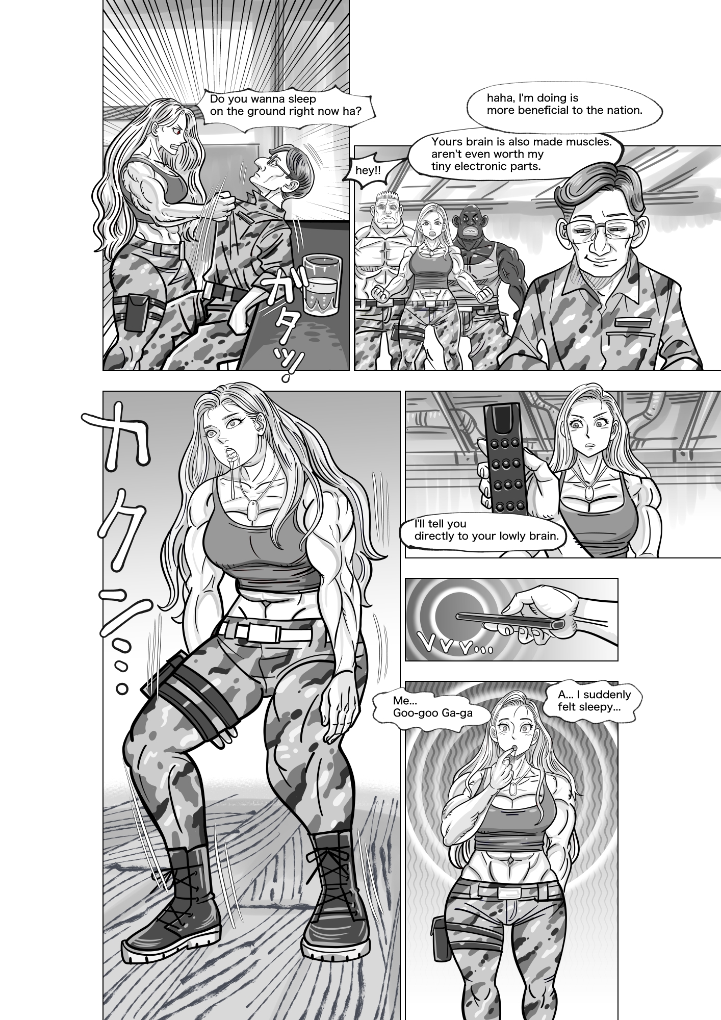 A comic where a female soldier is controlled as she pleases with a remote control 12 pages.