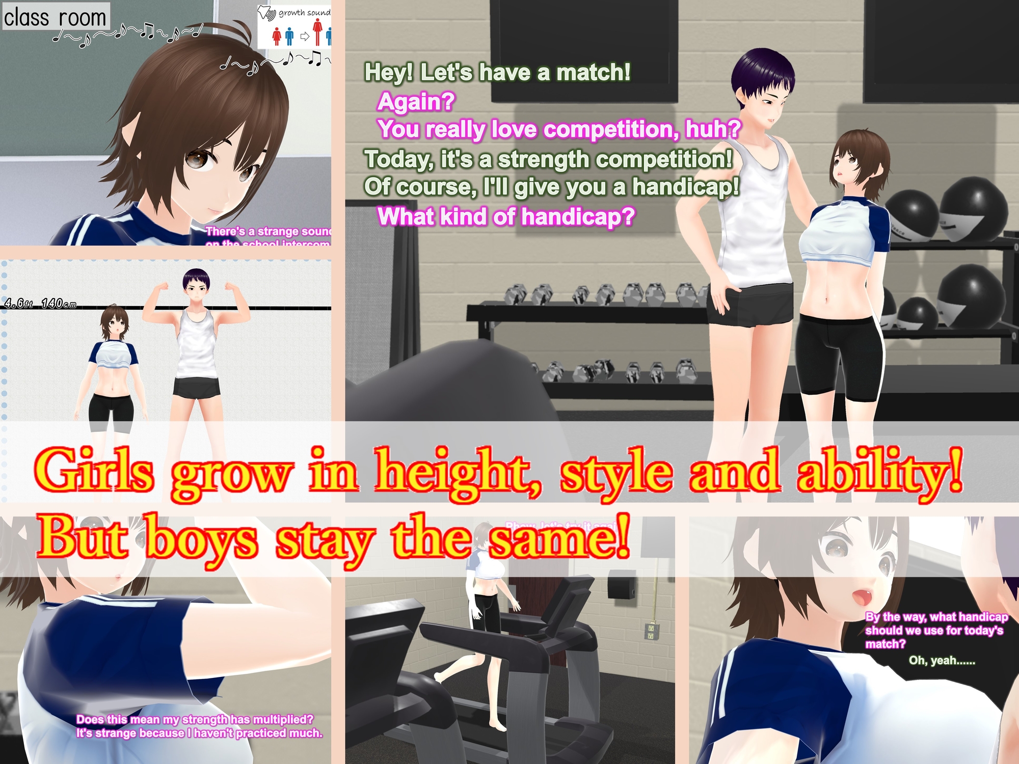 Outgrowing only girls, Overtake boys, Growth sound dumbbells Arc